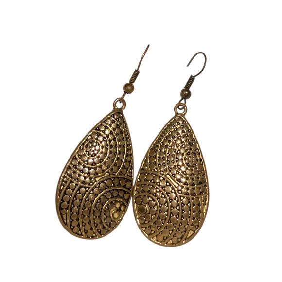 GOLD TEAR DROP EARRINGS - Picture 1 of 3